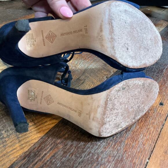 Antonio Melani Blue Suede Strappy Heels Size 7.5 - Picture 8 of 8